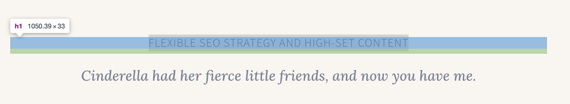 about page H1 - highlighted to show the H1 tag